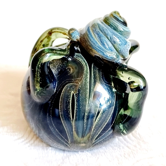 *Vintage Abstract Surrealistic Hand Blow Art Glass Paperweight Round Offi… - Picture 4 of 8